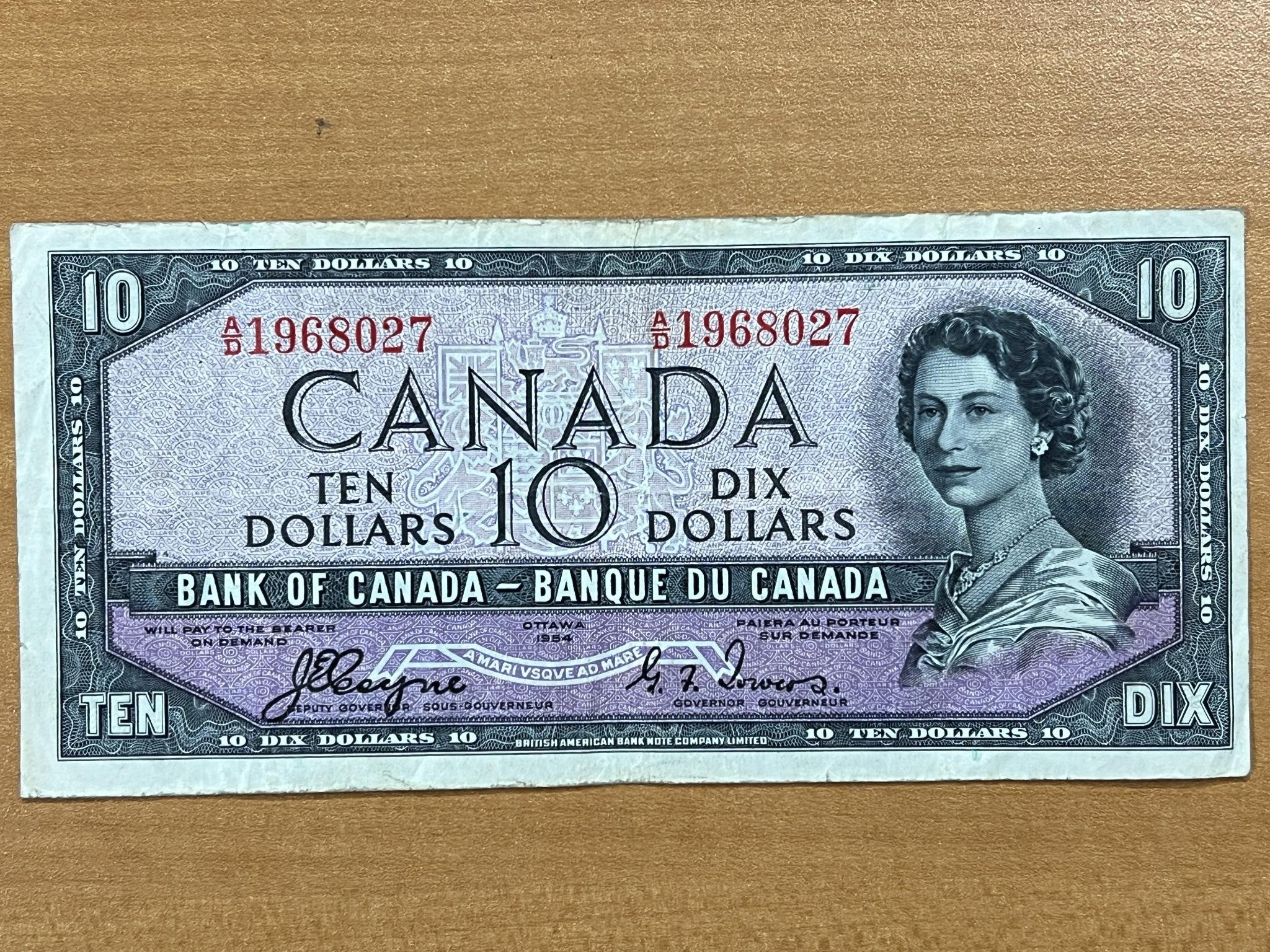 1954 Cdn $10 Devil's Hair Bank Note