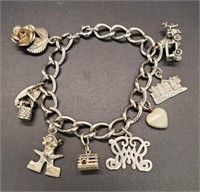 (XX) Sterling Silver Charm Bracelet (Size 7")