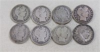 Lot of 8 barber half dollars