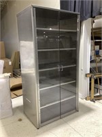Large stainless steel cabinet w/ plexiglass doors