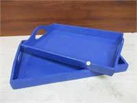 2 Blue Serving Trays