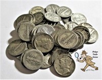 (50) Random Date Mercury Dimes