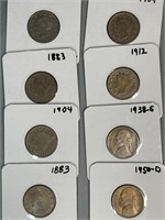 (6) U.S. 1883, 1904, 1912 V-Nickels : (2) Jefferso