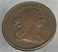 Copper U.S. Half-Cent 1808 Draped Bust