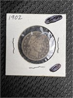 1902 Silver Barber Quarter