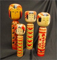 Set 4 Kokeshi dolls from 'Tradional' period