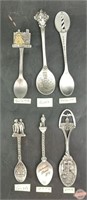 Lot of 6 Pewter Souvenir Spoons