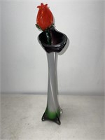 Glass vase with glass rose