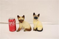 2 Vintage Ceramic Siamese Cats, 1 Has Crack