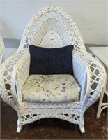 VINTAGE WICKER UPHOLSTERED ROCKING CHAIR