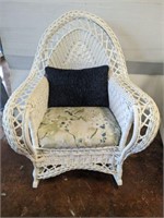VINTAGE WICKER UPHOLSTERED ROCKING CHAIR