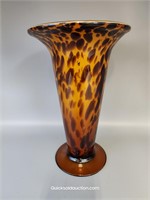 Tortoise Glass 10.5" H. Vase