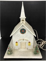 Vintage lighted Christmas church art