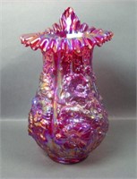 Fenton Ruby Red Poppy Show JIP  Crimped Vase