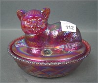 Westmoreland Red Cat Covered Candy Dish