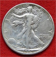 1929 S Walking Liberty Silver Half Dollar