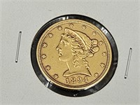 1894 $5 Gold Coin