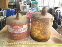 2pc Vintage 5 Gallon Metal Gasoline / Wright's Can