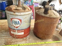 2pc Vintage 5 Gallon Kerosene / Fina Metal Cans
