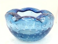 Mid Century 1960s Turquoise Blue Art Glass