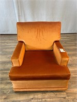 Vintage Bekins Orange Velour Armchair