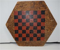 Antique Double-Sided Checker/Parchesi Board - 21"