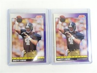 Two 1991 Brett Favre Rookie Cards in Protectors