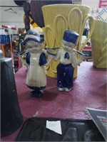 Pair of Blue and white Dutch figures. Marked made