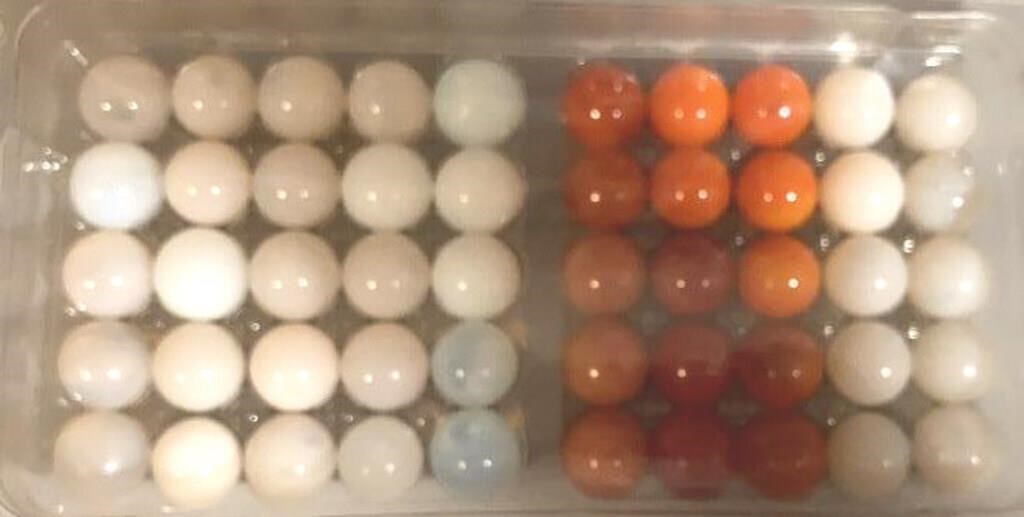 Tray of 40+ Marbles
