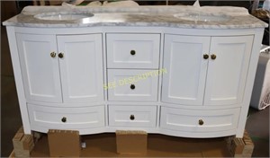 61" Lennox Vanity White with double bowl top