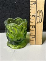 LE Smith Green Glass Votive Toothpick Holder