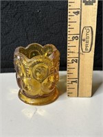 LE Smith Amber Glass Votive Toothpick Holder