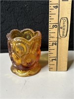 LE Smith Amber Glass Votive Toothpick Holder