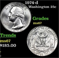 1974-d Washington Quarter 25c Grades GEM++ Unc