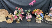 6 Artificial Flower Arrangements, 9 Baskets