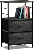 Nightstand Dresser with 2 Faux Wood Drawers