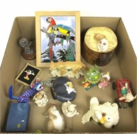 Assorted Resin Figures, Wood Jewelry Box