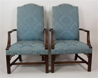 Pr. Federal Style Upholstered Lolling Chairs