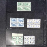 US Stamps 1893-1901 Mint HR Blocks of 4, the 4 cen