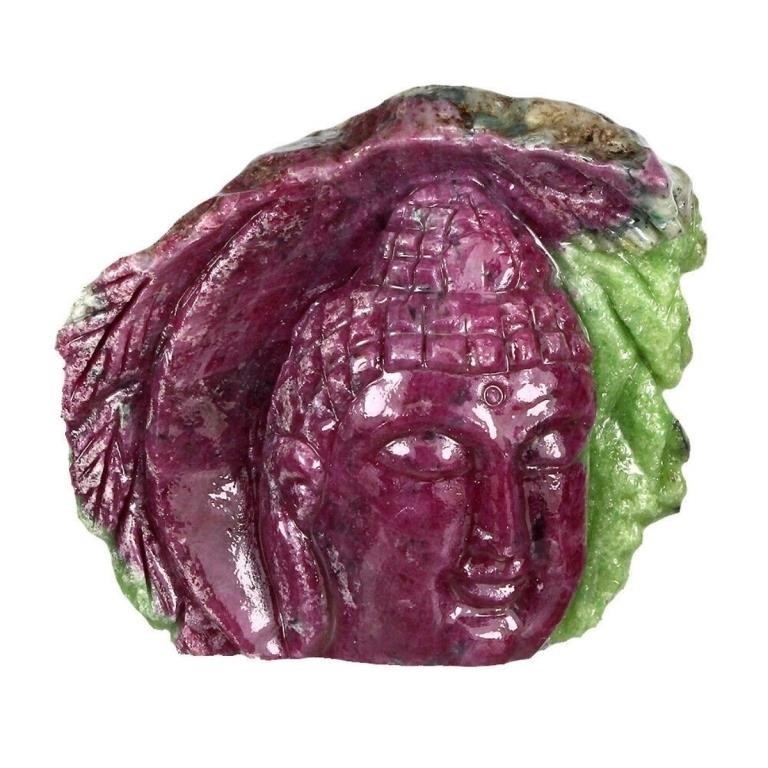 Natural Handcarved Unheated Ruby Gautama Buddha