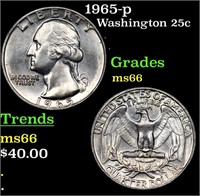 1965-p Washington Quarter 25c Grades GEM+ Unc