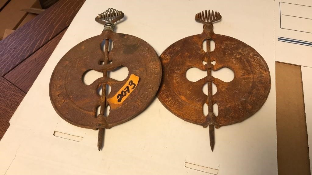 2 GRISWOLD CAST IRON REVERSIBLE DAMPERS