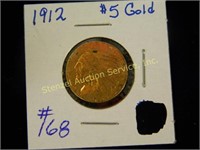 1912 $5 Gold Indian Coin (Sells at 1:00 P.M.)