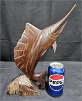 Hand Carved Ironwood Sailfish on Base