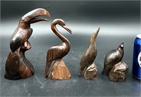 4 Hand Carved Ironwood Birds - Toucan +