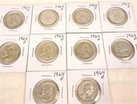 10 - 1964 D Washington Silver Quarters