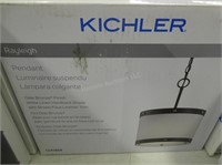 Kichler pendant light - olde bronze/white linen sh