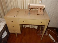 Singer sewing Machine w/Stand & Misc Supplies