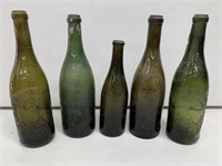 Selection of Antique Beer Bottles inc Pickaxe,