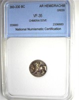 360-330 BC Chimera / Dove NNC VF35 AR Hemidrachm